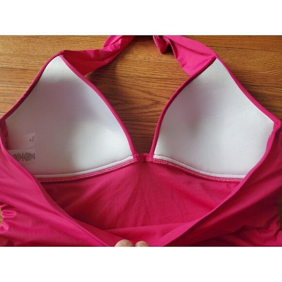 MYNAH One Piece Swimsuit Womens Size XL Pink shimmer Halter 52419 EUC - Picture 7 of 10